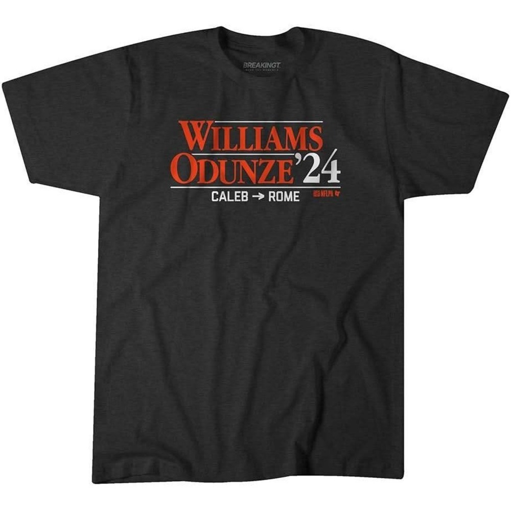 BREAKINGT Williams Odunze 24 Caleb Rome NFLPA Black T Shirt‎ Mens M NWT